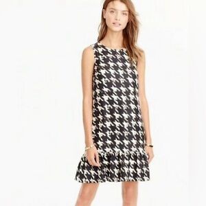 J. Crew Black and White Houndstooth Mini flounce Dress